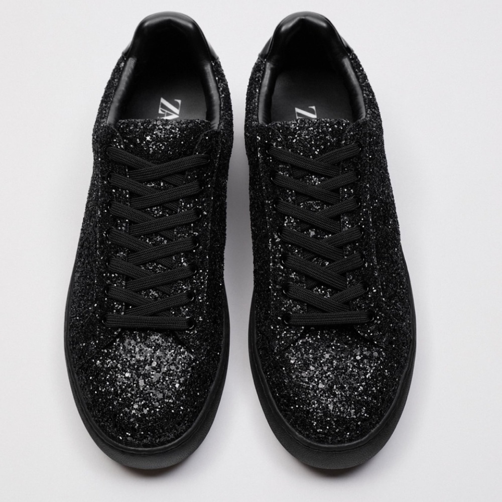 Zara Black Glitter Shoes - Picture 2 of 5